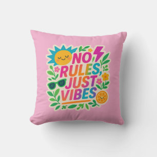 Keine Regeln nur für Vibes - Neon Gradient Kawaii- Kissen