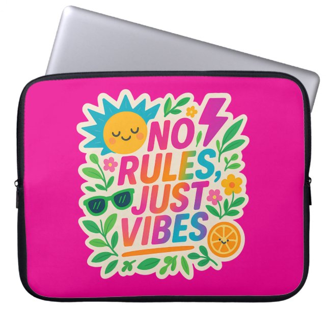 Keine Regeln nur für Vibes - Neon Gradient Kawaii- Laptopschutzhülle (Vorderseite)