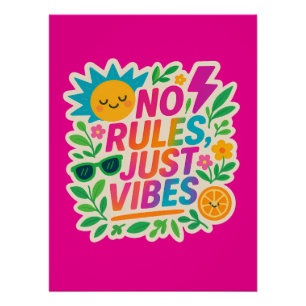 Keine Regeln nur für Vibes - Neon Gradient Kawaii- Poster