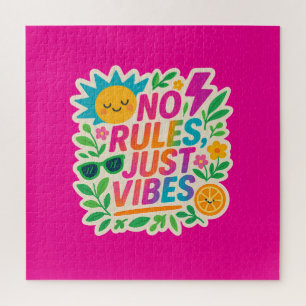 Keine Regeln nur für Vibes - Neon Gradient Kawaii- Puzzle