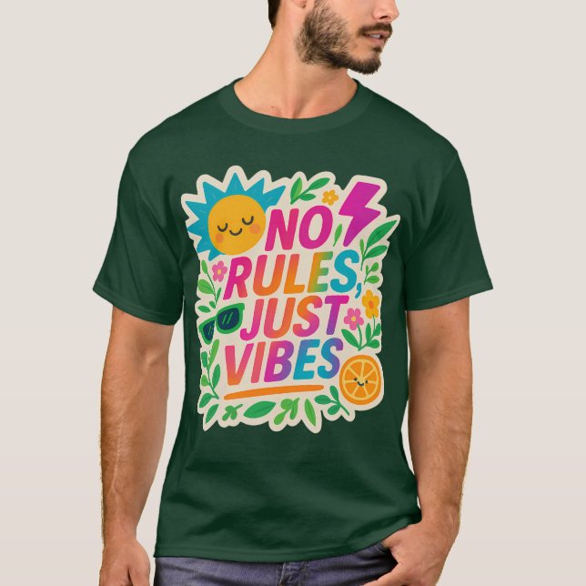 Keine Regeln nur für Vibes - Neon Gradient Kawaii- T-Shirt (Vorderseite)