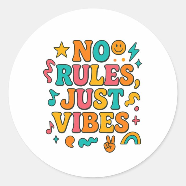 Keine Regeln nur Vibes Sticker - Funky Retro (Vorderseite)