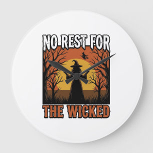 Keine Ruhe Für Die Bösen Vintage Hexe Halloween De Große Wanduhr