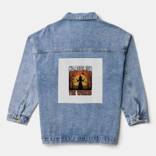 Keine Ruhe für die Bösen Vintage Hexe Halloween De Jeansjacke