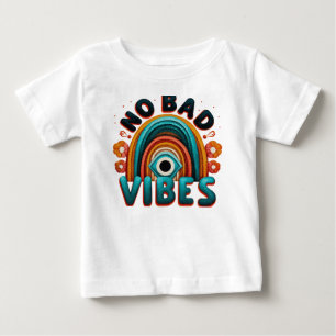 Keine schlechten Vibes. Retro-Regenbogen und Eye-D Baby T-shirt