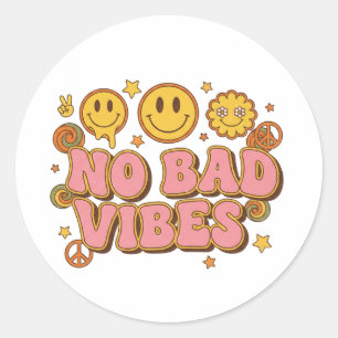 Keine schlechten Vibes Retro Smiley Aufkleber 70