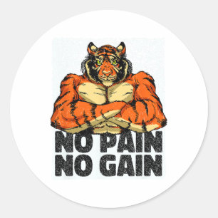 Keine Schmerzen Keine Gain Tiger Gym Workout Mixed Runder Aufkleber