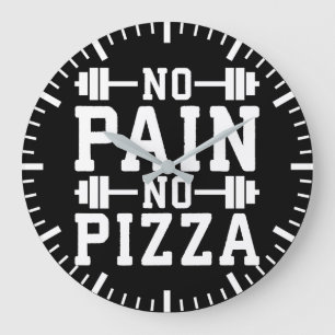 Keine Schmerzen, keine Pizza - Kohlenstoff - Funny Große Wanduhr