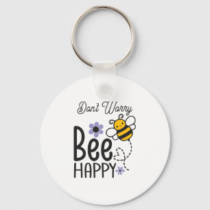 Keine Sorge Bee Happy Floral Heart Schlüsselanhänger