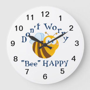 Keine Sorge "Bee" Happy Large Wall Clock Große Wanduhr
