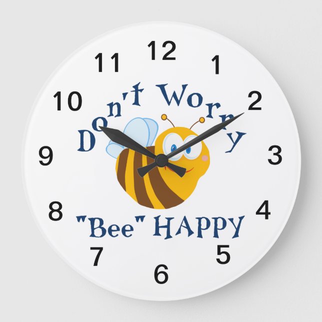 Keine Sorge "Bee" Happy Large Wall Clock Große Wanduhr (Vorderseite)