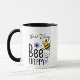 Keine Sorge Bee Happy lila Blumen Tasse