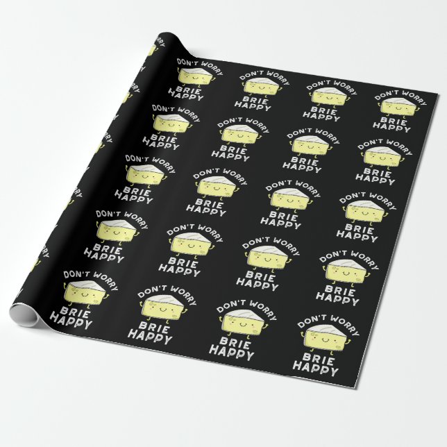 Keine Sorge Brie Happy Funny Cheese Pun Dark BG Geschenkpapier (Ungerollt)