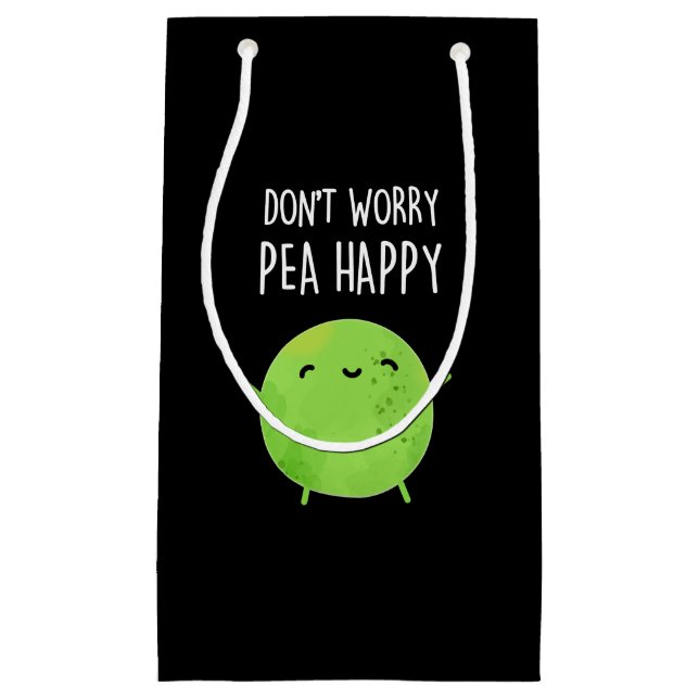 Keine Sorge Pea Happy Funny Pea Pun Dark BG Kleine Geschenktüte (Vorderseite)
