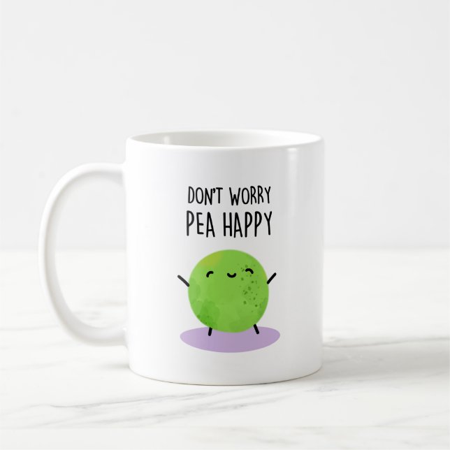 Keine Sorge Pea Happy Funny Pea Pun Kaffeetasse (Links)