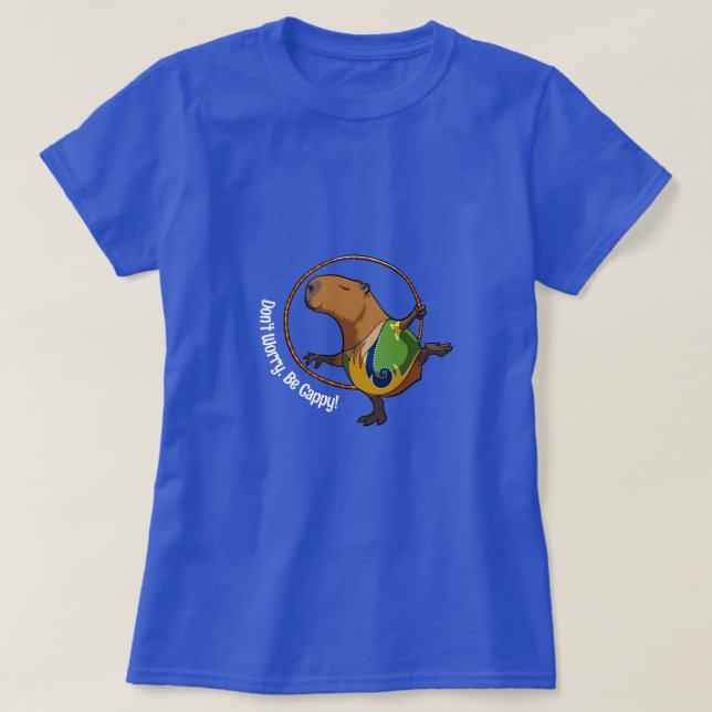Keine Sorge, seien Sie Cappy Capybara Gymnast Hoop T-Shirt (Design vorne)