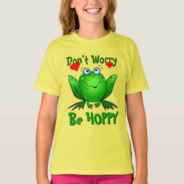 Keine Sorge, um Hoppy Niedliche grüne Frosch mit H T-Shirt (Vorderseite)