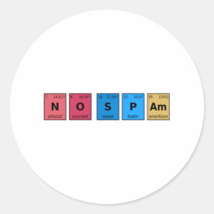 Keine Spam Periodic-Tabelle Runder Aufkleber
