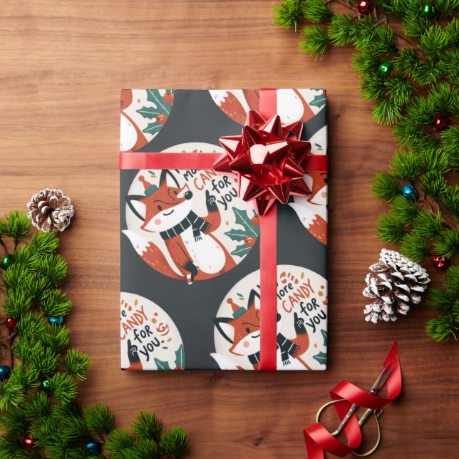 Keine Süßigkeiten mehr für euch Weihnachtsfox Geschenkpapier (Feiertagsgeschenk)