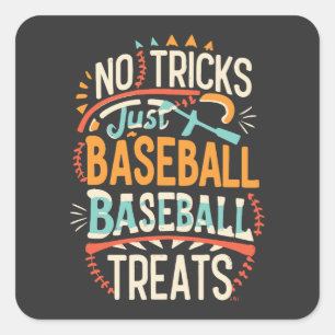 Keine Tricks nur Baseball Leckereien Halloween Bas Quadratischer Aufkleber