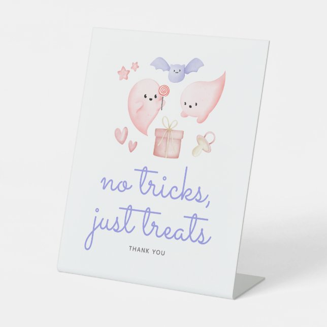 Keine Tricks, nur Leckereien Halloween Baby Duschg Sockelschild (Vorderseite)