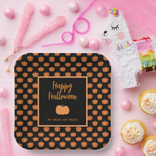 Keine Tricks nur Leckereien Halloween-Kürbis Pappteller