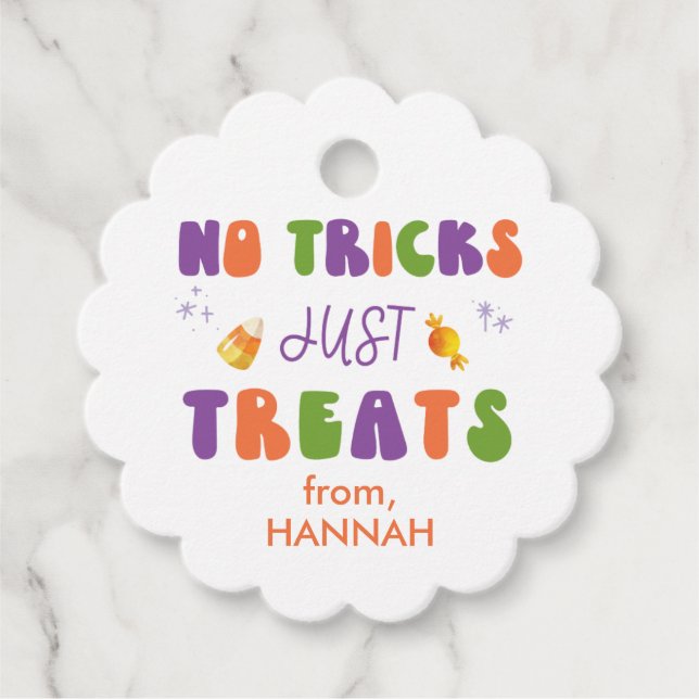 Keine Tricks nur Leckereien Retro Halloween Funche Geschenkanhänger (Vorderseite)