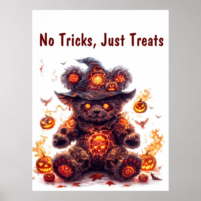 Keine Tricks, nur Leckereien. Teddy-Bär. Halloween Poster (Vorne)