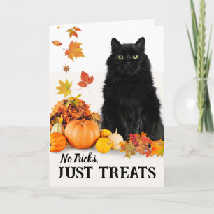 Keine Tricks, nur Leckerlis Halloween Schwarze Kat Karte