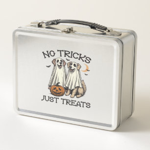 Keine Tricks, nur Leckerlis-Hunde-Halloween-Shirt Metall Brotdose