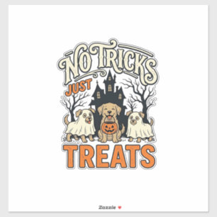 Keine Tricks, nur Süßigkeiten Halloween-Hund-Geist Aufkleber