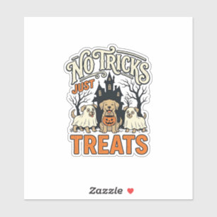 Keine Tricks, nur Süßigkeiten Halloween-Hund-Geist Aufkleber
