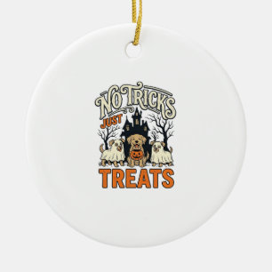 Keine Tricks, nur Süßigkeiten Halloween-Hund-Geist Keramik Ornament