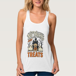 Keine Tricks, nur Süßigkeiten Halloween-Hund-Geist Tank Top