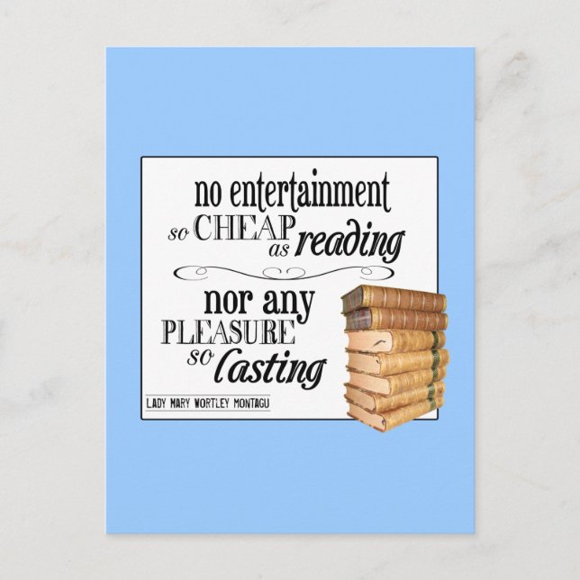 Keine Unterhaltung so billig wie Lesen Postkarte (Vorderseite)