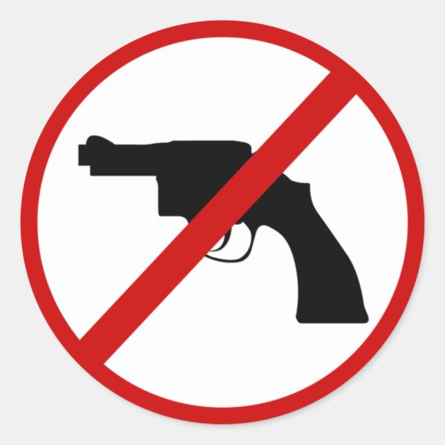 Keine Waffen Runder Aufkleber (Vorderseite)