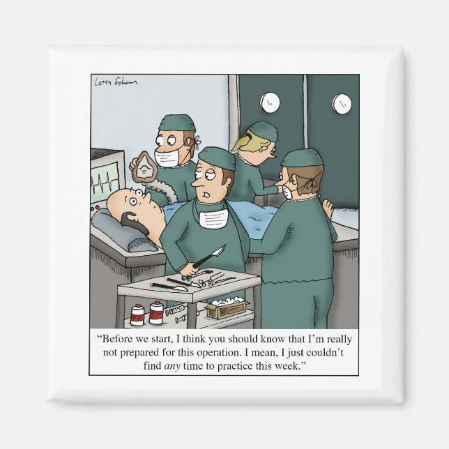 Keine Zeit für Musikunterricht Doktor Cartoon Magnet (Vorne)