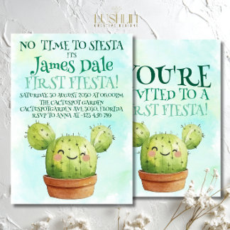 Keine Zeit für Siesta Cactus Geburtstags Fun Fiest Einladung