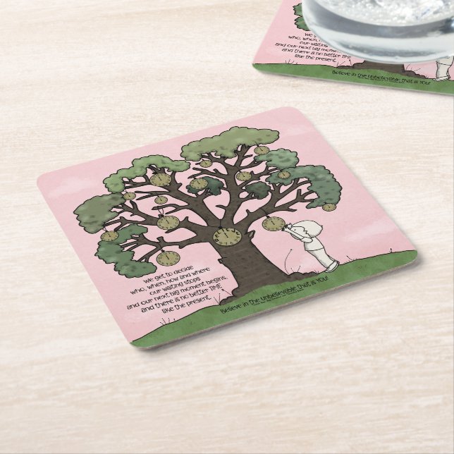 Keine Zeit wie die Gegenwart Rechteckiger Pappuntersetzer (angewinkelt)