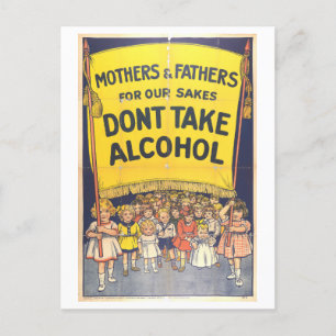 "Keinen Alkohol" Vintage-Prohibitionsplakat Postkarte