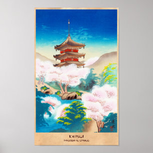 Keisui Pagoda im Frühling in japanischer orientali Poster