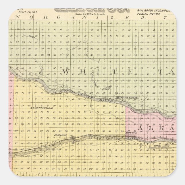 Keith Landkreis, Nebraska Quadratischer Aufkleber (Vorderseite)