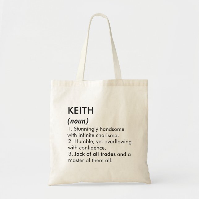 Keith Name, Bearbeitbarer Name, Benutzerdefinierte Tragetasche (Vorne)