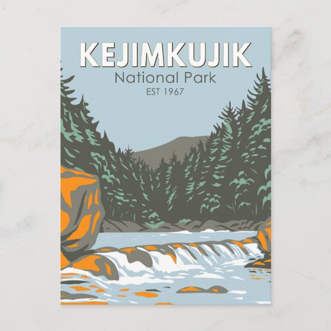 Kejimkujik Nationalpark Kanada Vintage Kunst Postkarte (Vorderseite)
