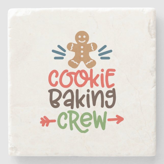 Keksbacken Crew Weihnachten Steinuntersetzer (Vorderseite)
