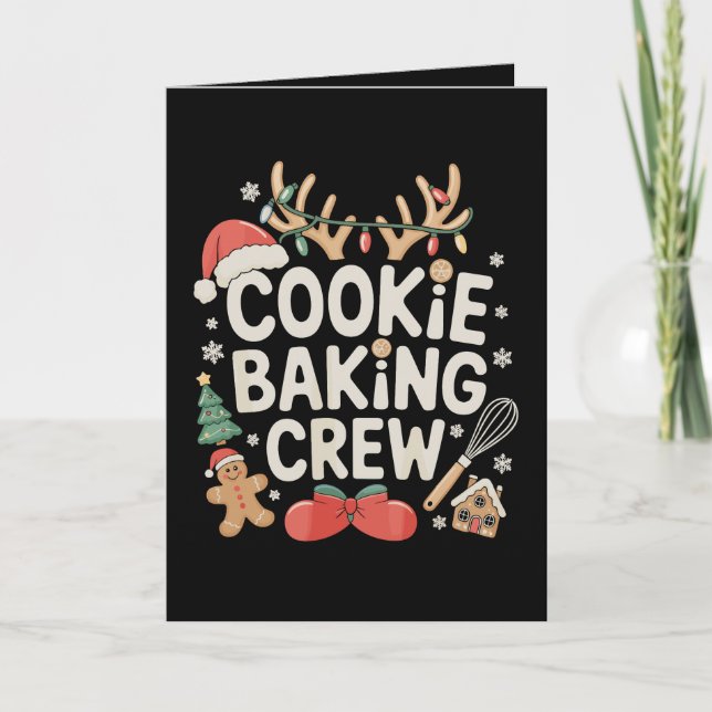 Kekse-Back-Crew-Rentier-Geweih-Lebkuchen Karte (Vorderseite)