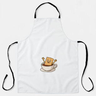 Kekse in Schwierigkeiten im Inneren eines Kaffeecu Schürze