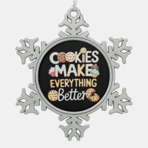 Kekse machen alles besser lustiges Weihnachten Schneeflocken Zinn-Ornament