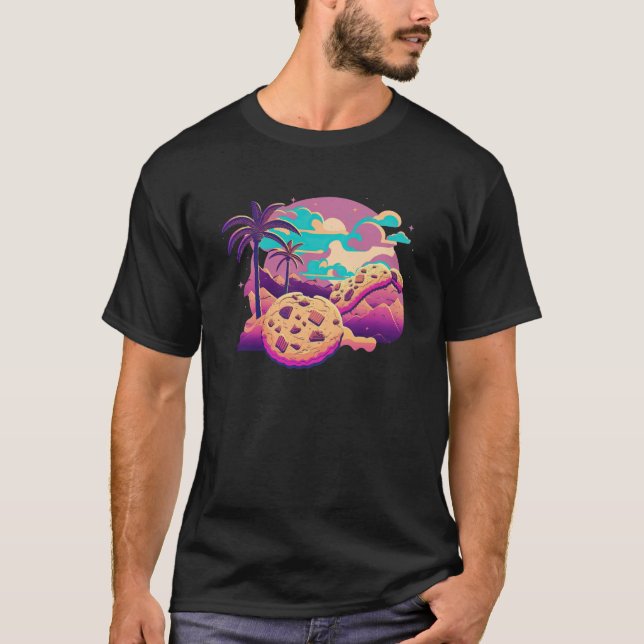 Kekse mit glitchiger 80er-Synthwave-Ästhetik T-Shirt (Vorderseite)