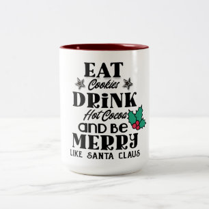 Kekse trinken heißen Kakao Santa fröhliche Weihnac Zweifarbige Tasse